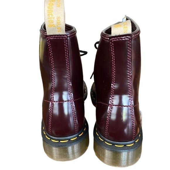 Dr Martens Lace Up Boots 1460 Vegan Cherry Red Oxford Rub Off Wine - Picture 4 of 11